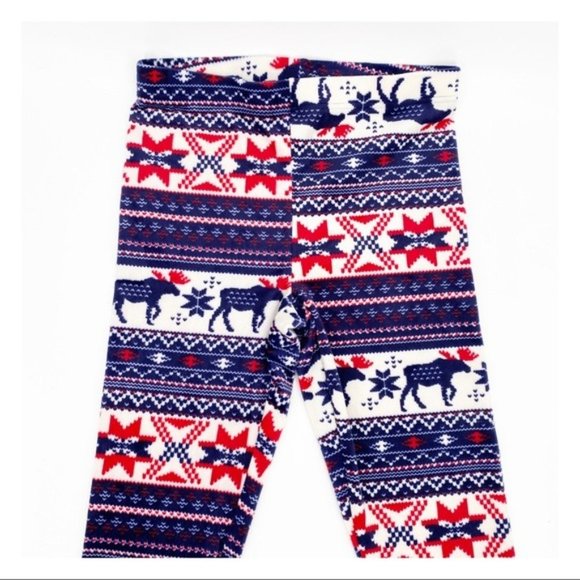 NOBO No Boundaries Fleece Leggings NWT M Moose Holiday Loungewear - Picture 2 of 5